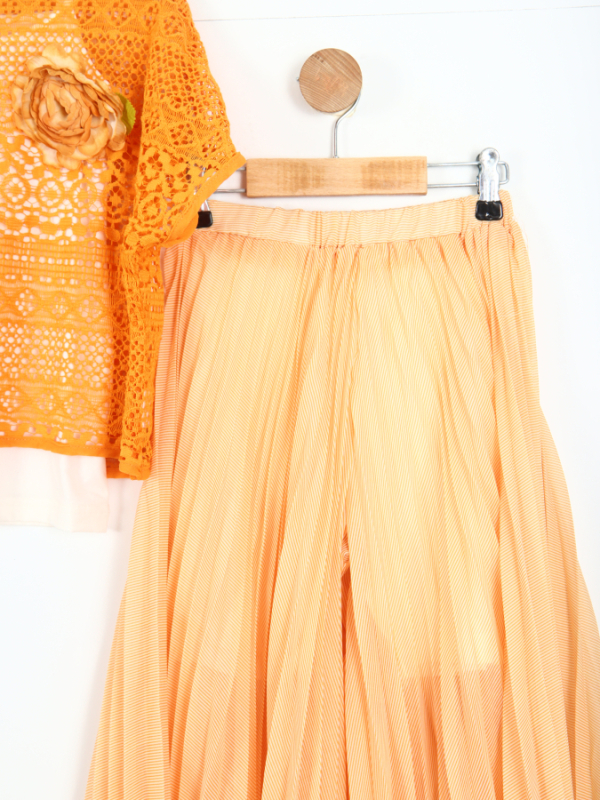 Kız Çocuk Elbise 6-10 Yaş 5893 Turuncu - 3