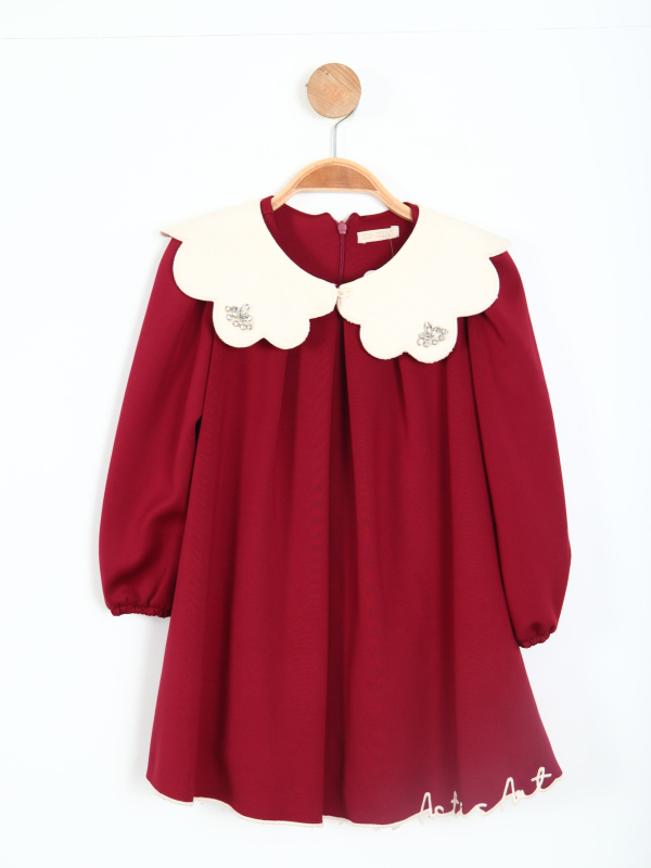 Kız Çocuk Elbise 2-5 Yaş 5876 Bordo - Top Teens