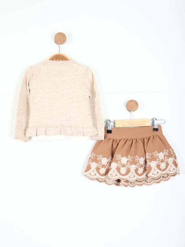 Kız Çocuk Etek Takım 6-36 Ay 3104 Bej - 4