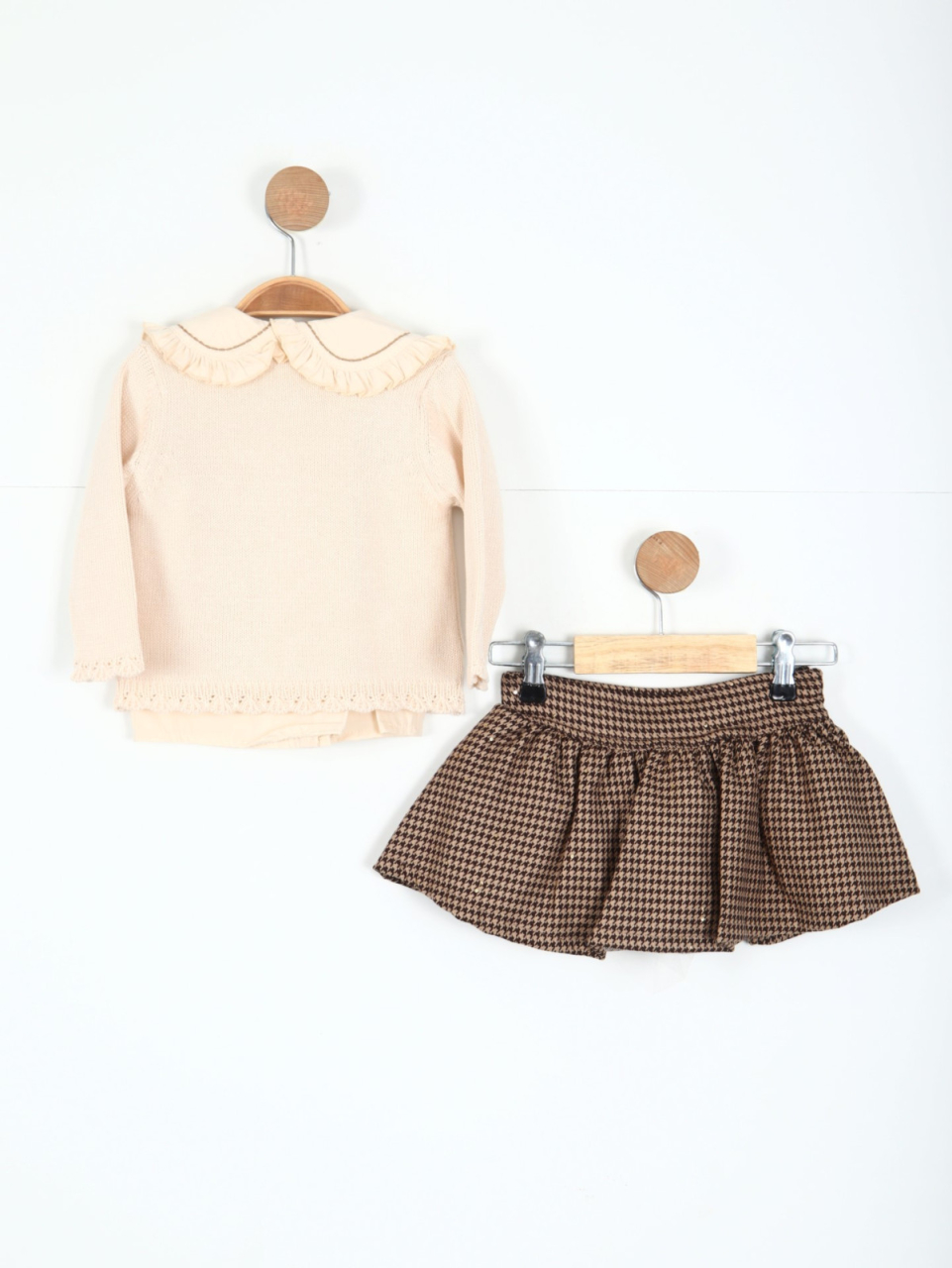 Kız Çocuk Alt Üst Etek Takım 6-36 Ay 3080 Bej - 4