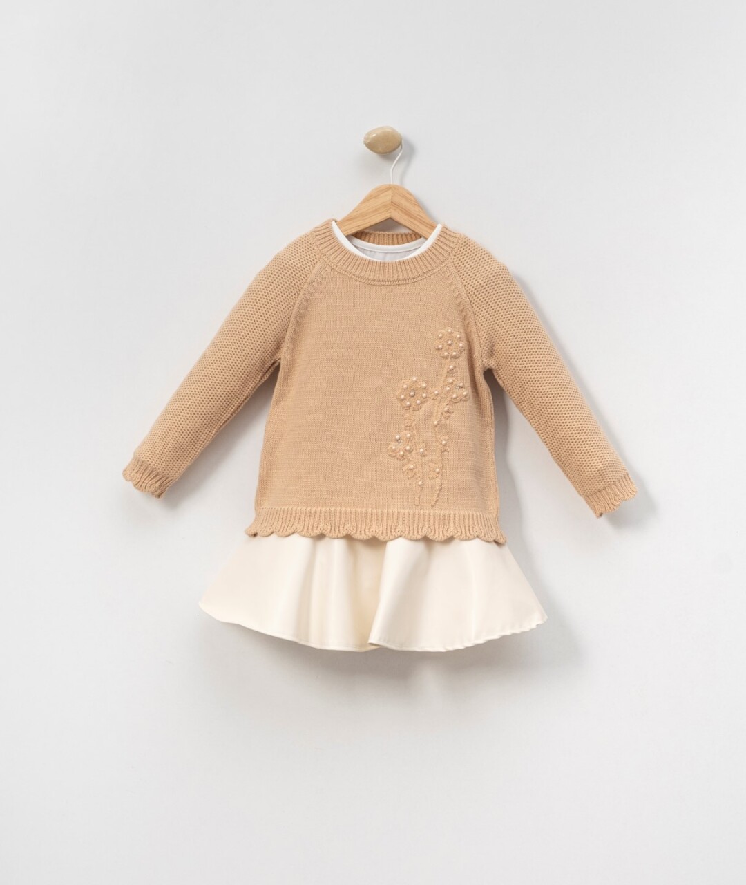 Kız Çocuk Elbise 3-7 Yaş 4026 Bej - 1