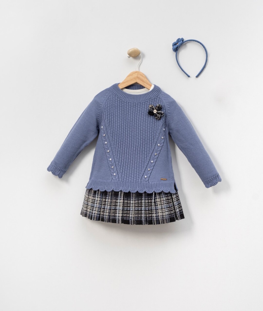 Kız Çocuk Elbise 3-7 Yaş 4024 Mavi - 1