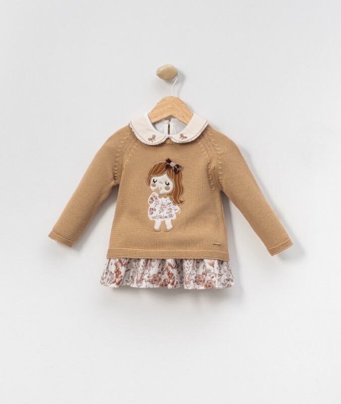 Kız Çocuk Elbise 6-36 Ay 4018 Camel - Top Teens
