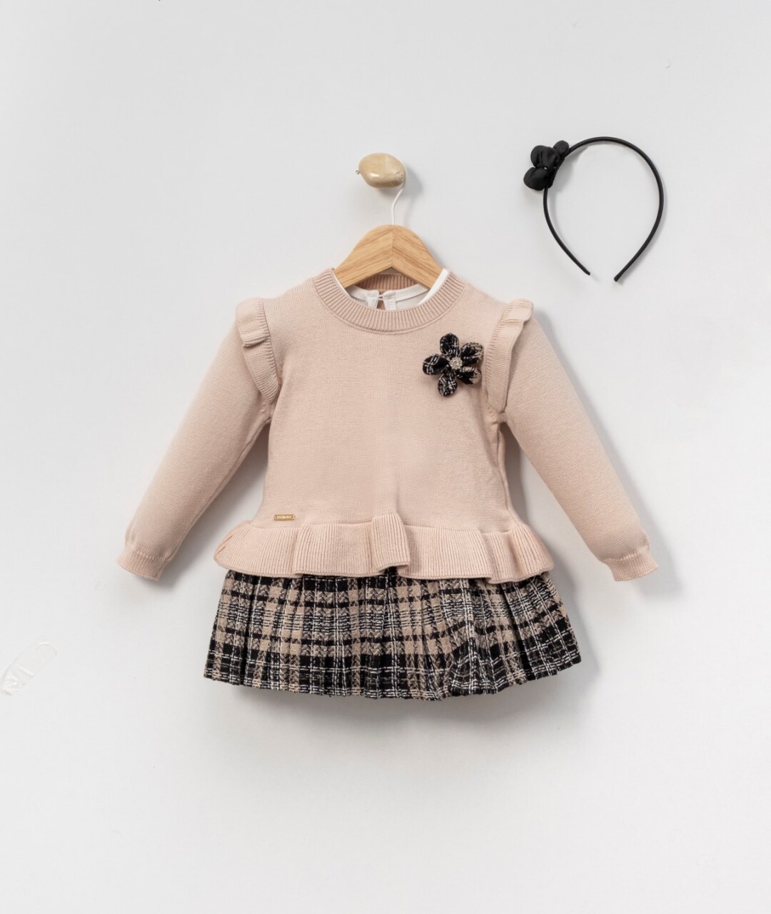 Kız Çocuk Elbise 1-5 Yaş 4044 Bej - 1