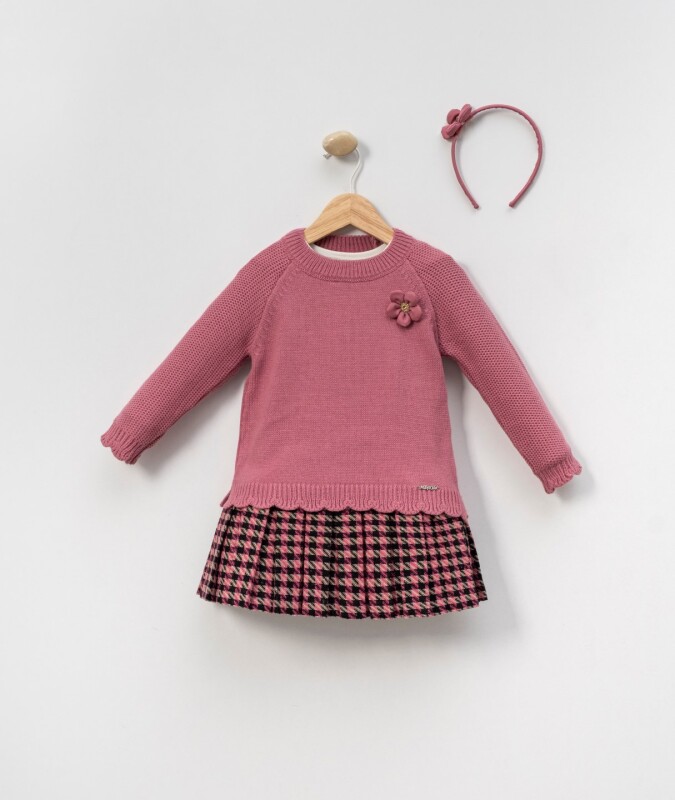 Kız Çocuk Elbise 3-7 Yaş 4023 Pembe - Top Teens