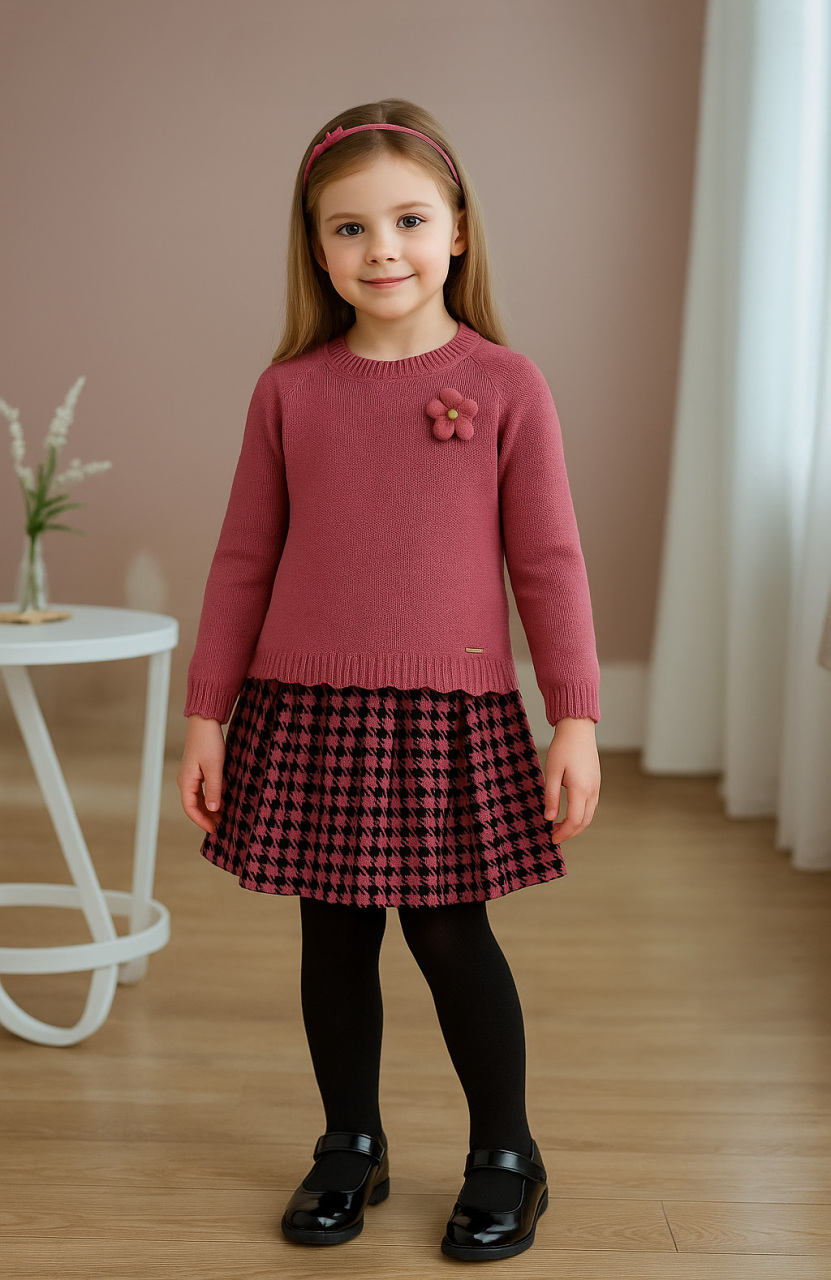 Kız Çocuk Elbise 3-7 Yaş 4023 Pembe - 5