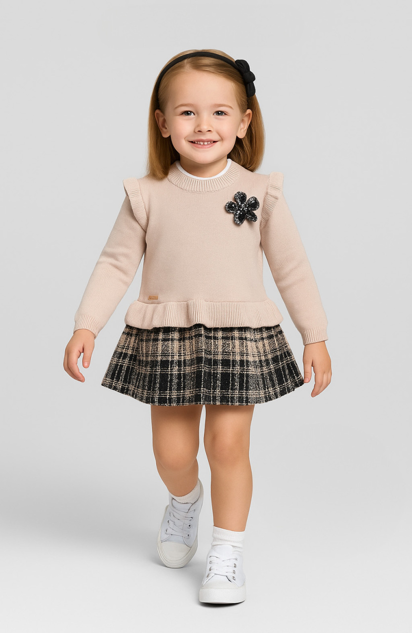 Kız Çocuk Elbise 1-5 Yaş 4044 Bej - 5