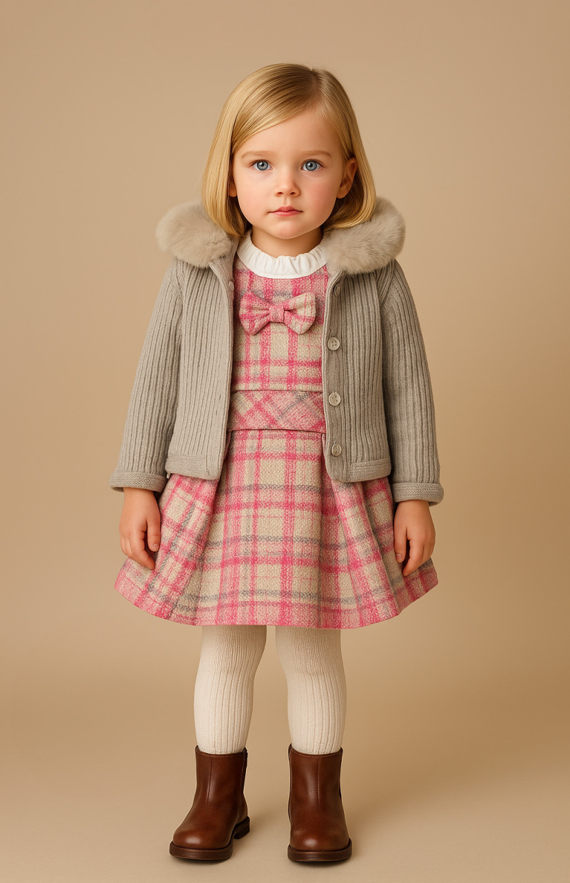 Kız Çocuk Elbise 1-5 Yaş 4098 Gri - 1