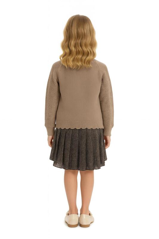 Kız Çocuk Elbise 8-12 Yaş 4058 Kahverengi - 2