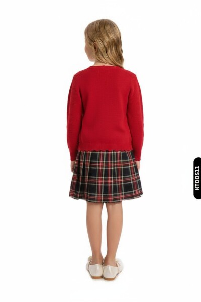 Kız Çocuk Elbise 3-12 Yaş 4055 Kırmızı - 2