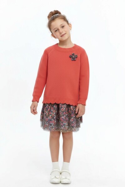 Kız Çocuk Elbise 3-7 Yaş 4111 Coral - Top Teens