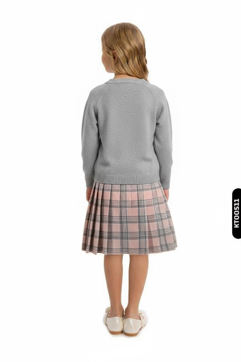 Kız Çocuk Elbise 8-12 Yaş 4069 Gri - 2