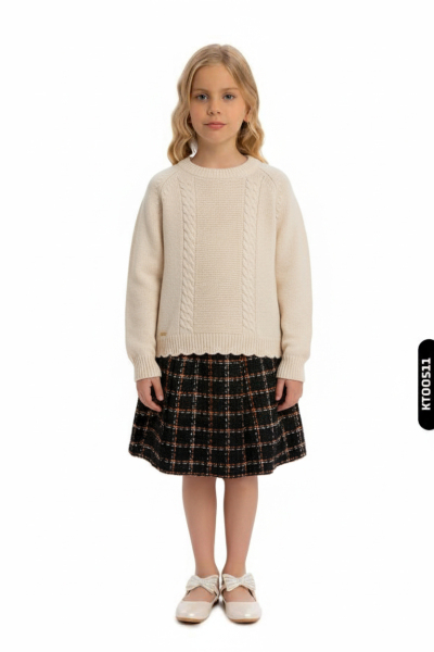 Kız Çocuk Elbise 8-12 Yaş 4060 Bej - Top Teens