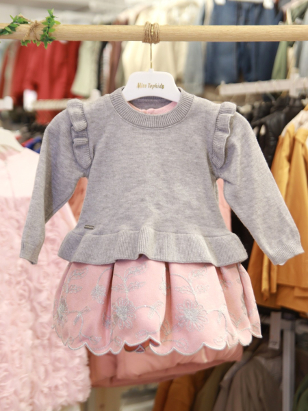 Kız Çocuk Elbise 1-5 Yaş 4046 Gri - Pembe - 6