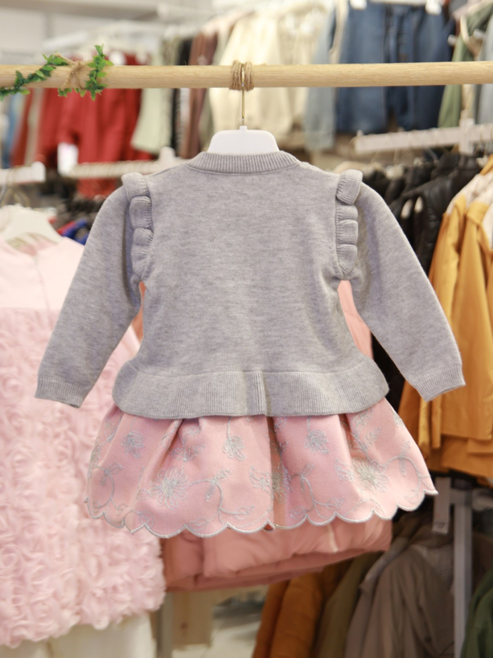 Kız Çocuk Elbise 1-5 Yaş 4046 Gri - Pembe - 7