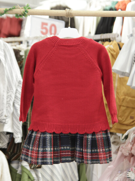 Kız Çocuk Elbise 3-12 Yaş 4055 Kırmızı - 5