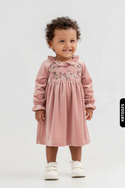 Kız Çocuk Elbise 3-12 Yaş 4054 Gül Kurusu - Top Teens