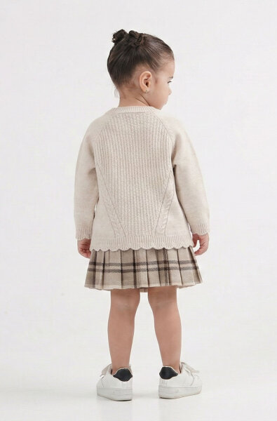 Kız Çocuk Elbise 3-7 Yaş 4021 Bej - 2