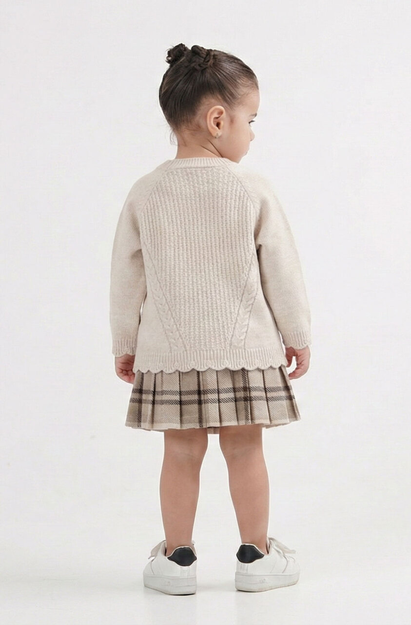 Kız Çocuk Elbise 3-7 Yaş 4021 Bej - 2