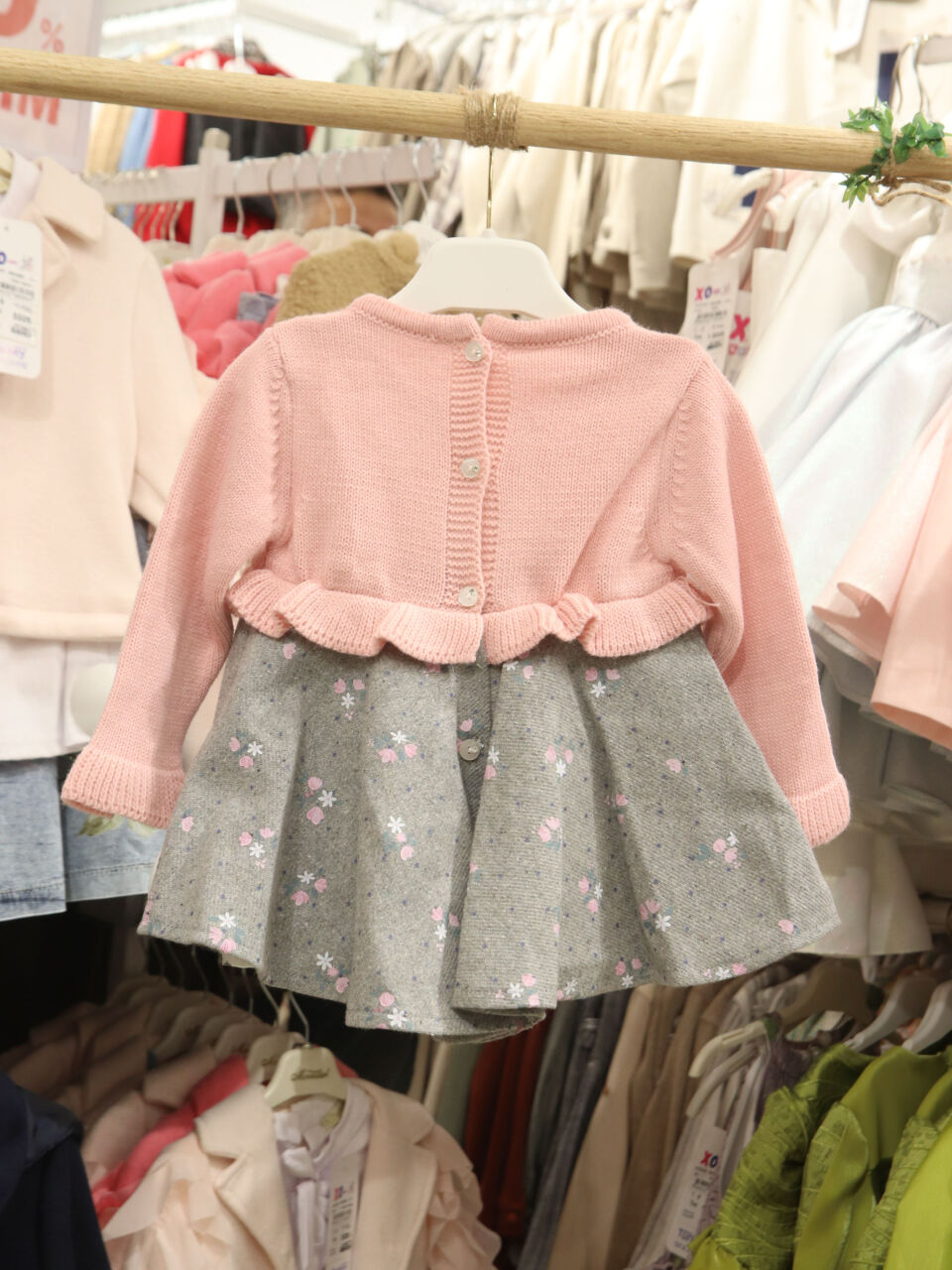 Kız Çocuk Elbise 6-24 Ay 4072 Pembe - Gri - 4