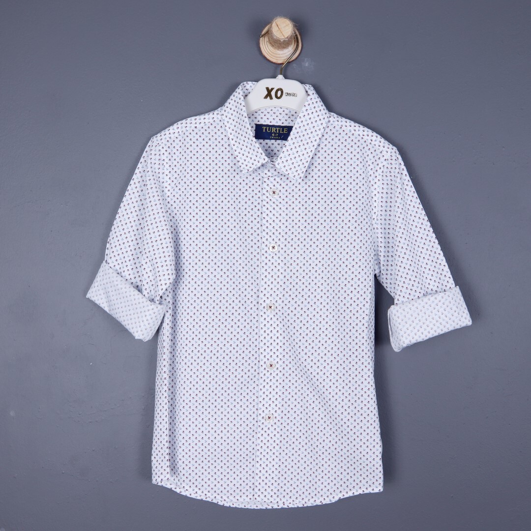 Erkek Gömlek 6-14 Yaş Beyaz - Kırmızı - 1