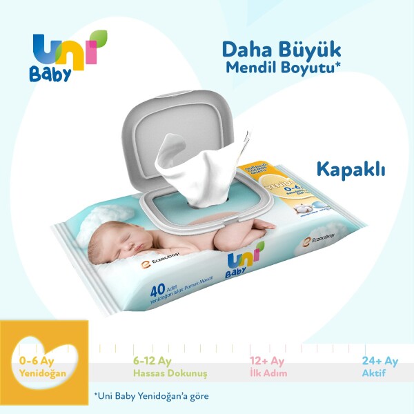 Uni Baby Yenidoğan Islak Havlu Mendil 3Lü 120 Yaprak - 5