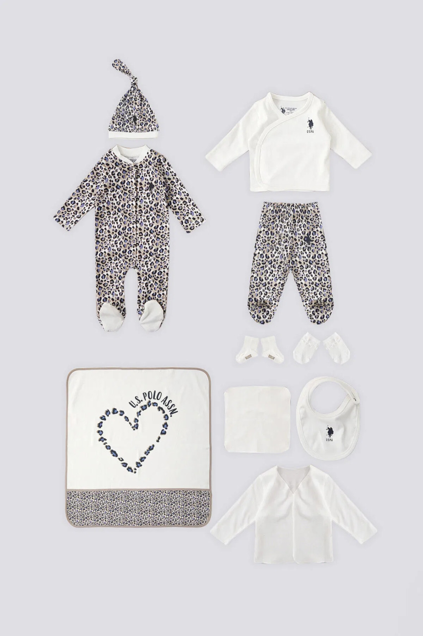 U.S.Polo Kız Bebek 10'Lu Zıbın Seti USB1646 Krem - 1