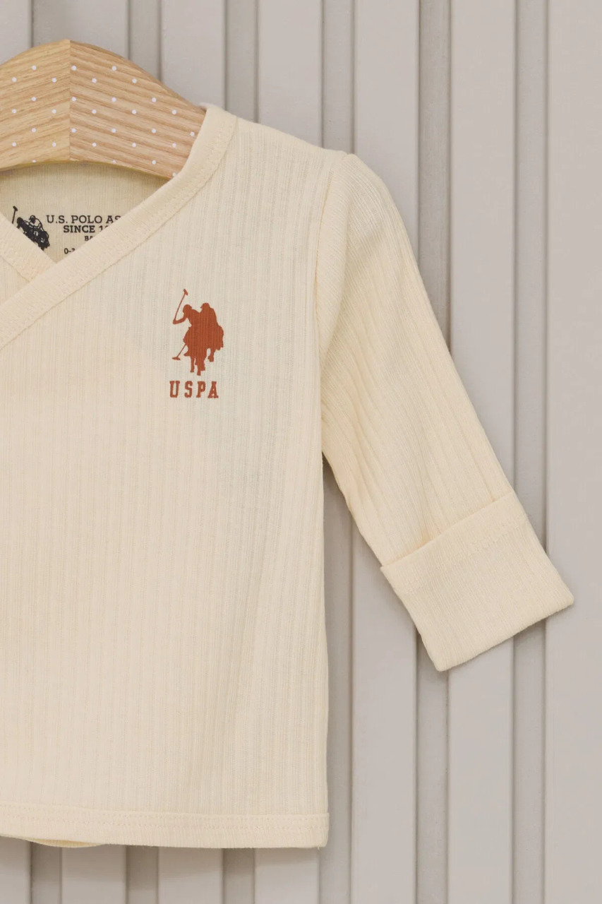 U.S.Polo Kız Bebek 5'Li Zıbın Seti USB2107 Krem - 2