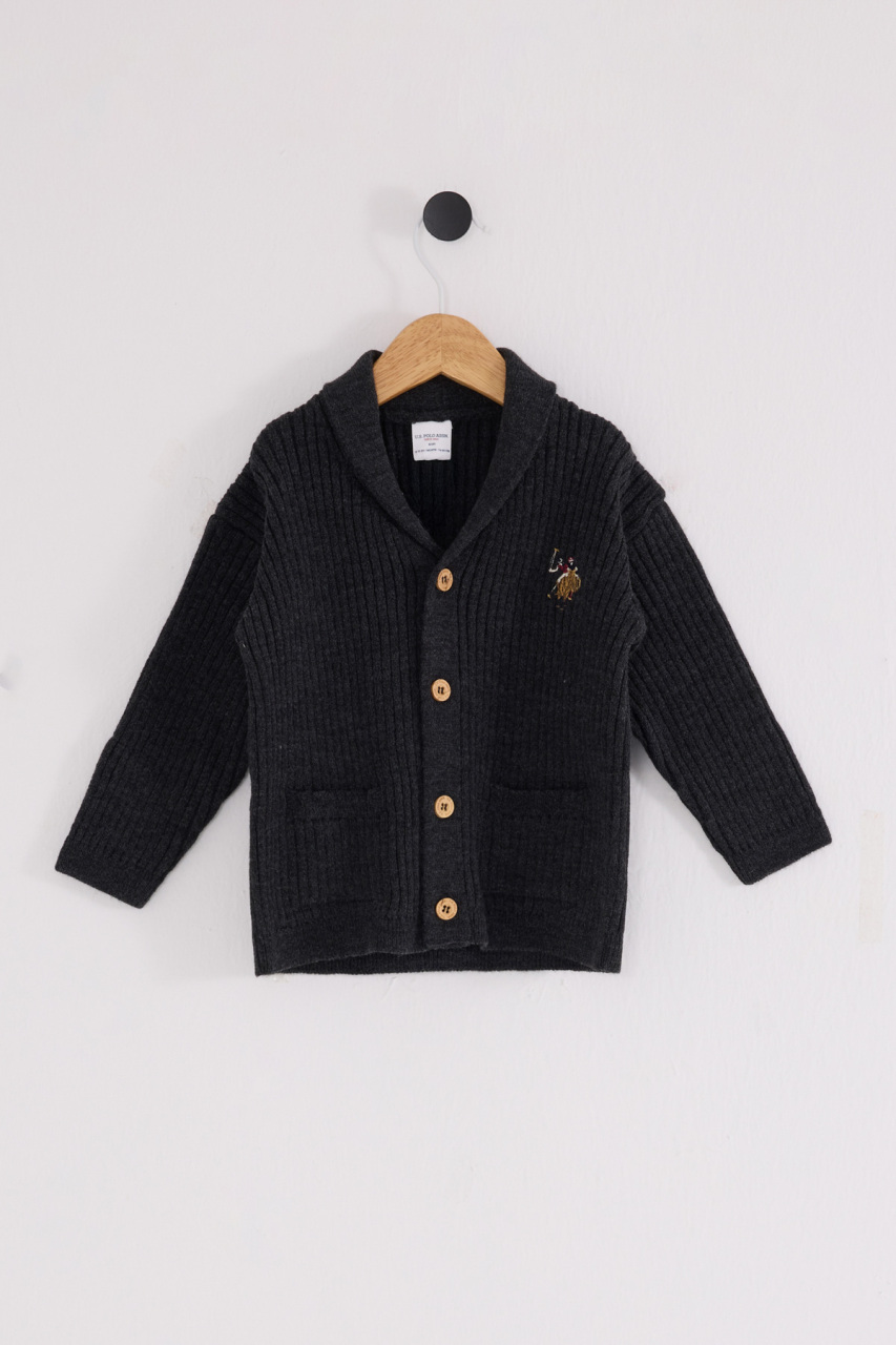 كارديجان أطفال من يو إس بولو أسوسييشن USB2608 بلون رمادي داكن ممزوج - 1