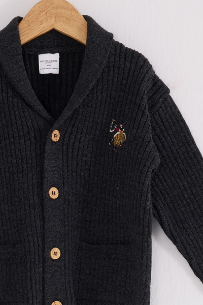 كارديجان أطفال من يو إس بولو أسوسييشن USB2608 بلون رمادي داكن ممزوج - 2