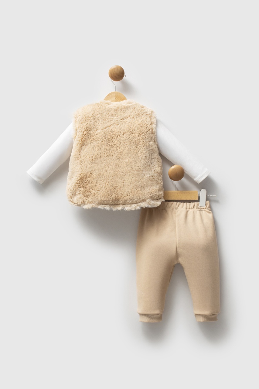 طقم بولو أمريكي مكون من 3 قطع، رقم الموديل USB2779، لون بيج - 4