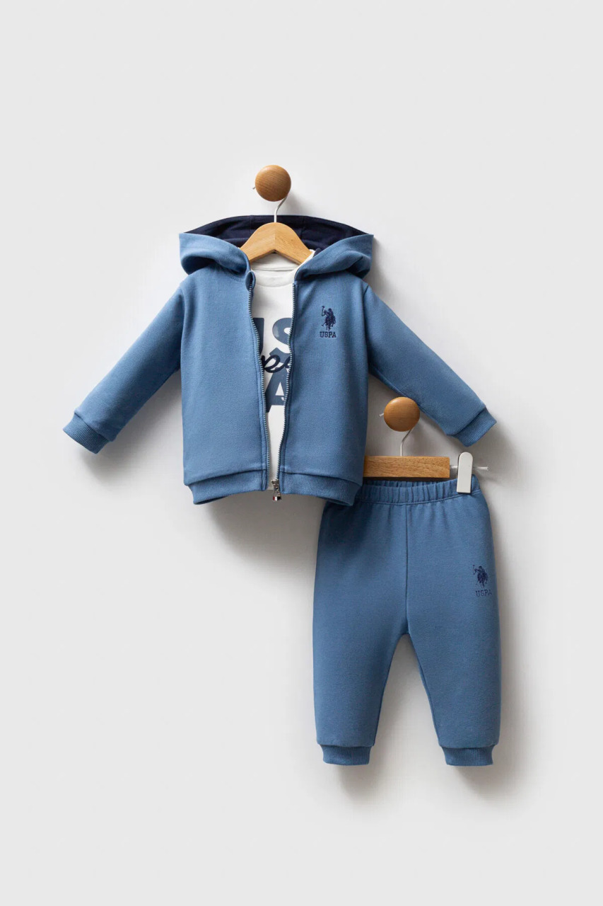 طقم بولو من ثلاث قطع من يو إس بولو أسوسييشن، رقم الموديل USB2558، لون أزرق - 1