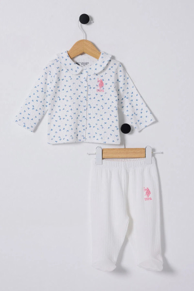 U.S Polo Bebek 2'Li Takım USB2433 Beyaz-Mavi - U.S.Polo