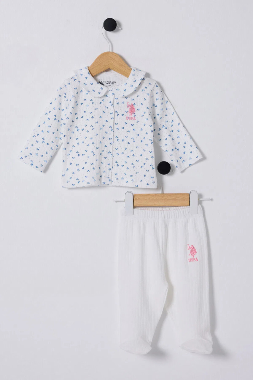 U.S Polo Bebek 2'Li Takım USB2433 Beyaz-Mavi - 1