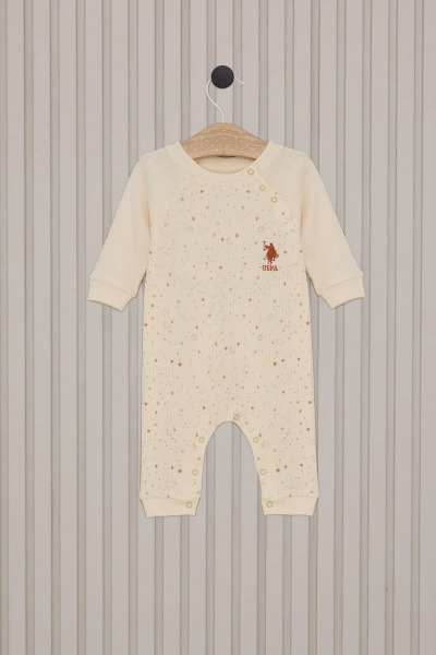 U.S.Polo Kız Bebek Uzun Kol Patiksiz Tulum USB2111 Krem - U.S.Polo