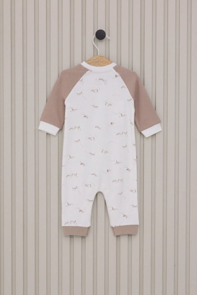 بدلة أطفال أولاد من يو إس بولو بأكمام طويلة وبدون أقدام، لون كريمي، موديل USB2020 - 3