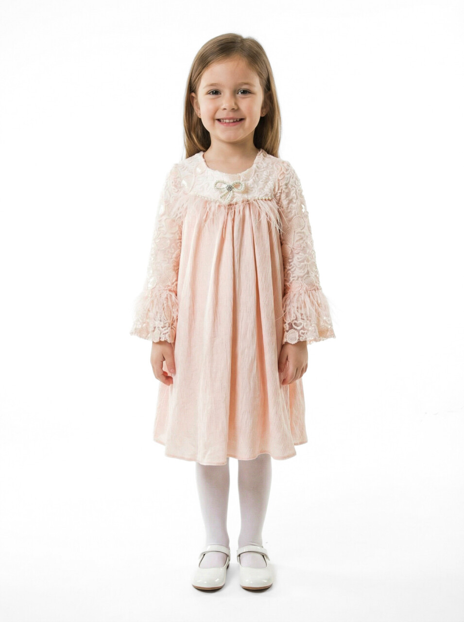 Kız Çocuk Elbise 3-7 Yaş 604 Pembe - 4