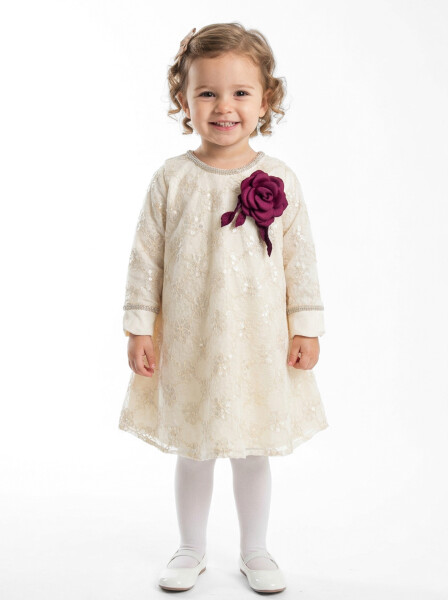 Kız Çocuk Elbise 3-7 Yaş 613 Ekru - Violeta