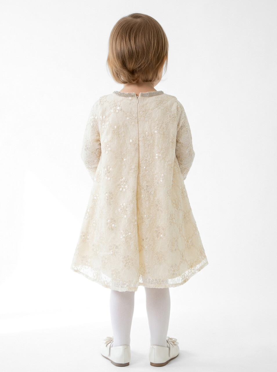Kız Çocuk Elbise 3-7 Yaş 613 Ekru - 2