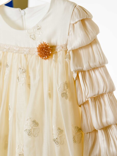 Kız Çocuk Elbise 4-8 Yaş 924 Bej - 8