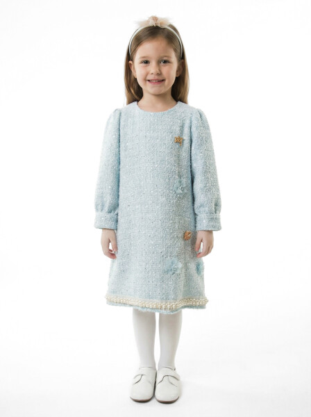 Kız Çocuk Elbise 4-8 Yaş 920 Mavi - Vior Kids
