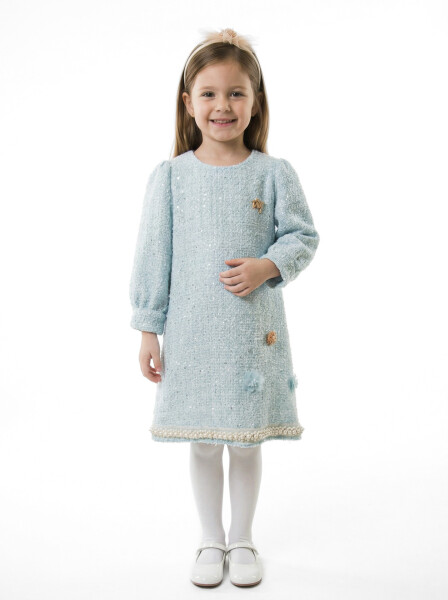 Kız Çocuk Elbise 4-8 Yaş 920 Mavi - 3