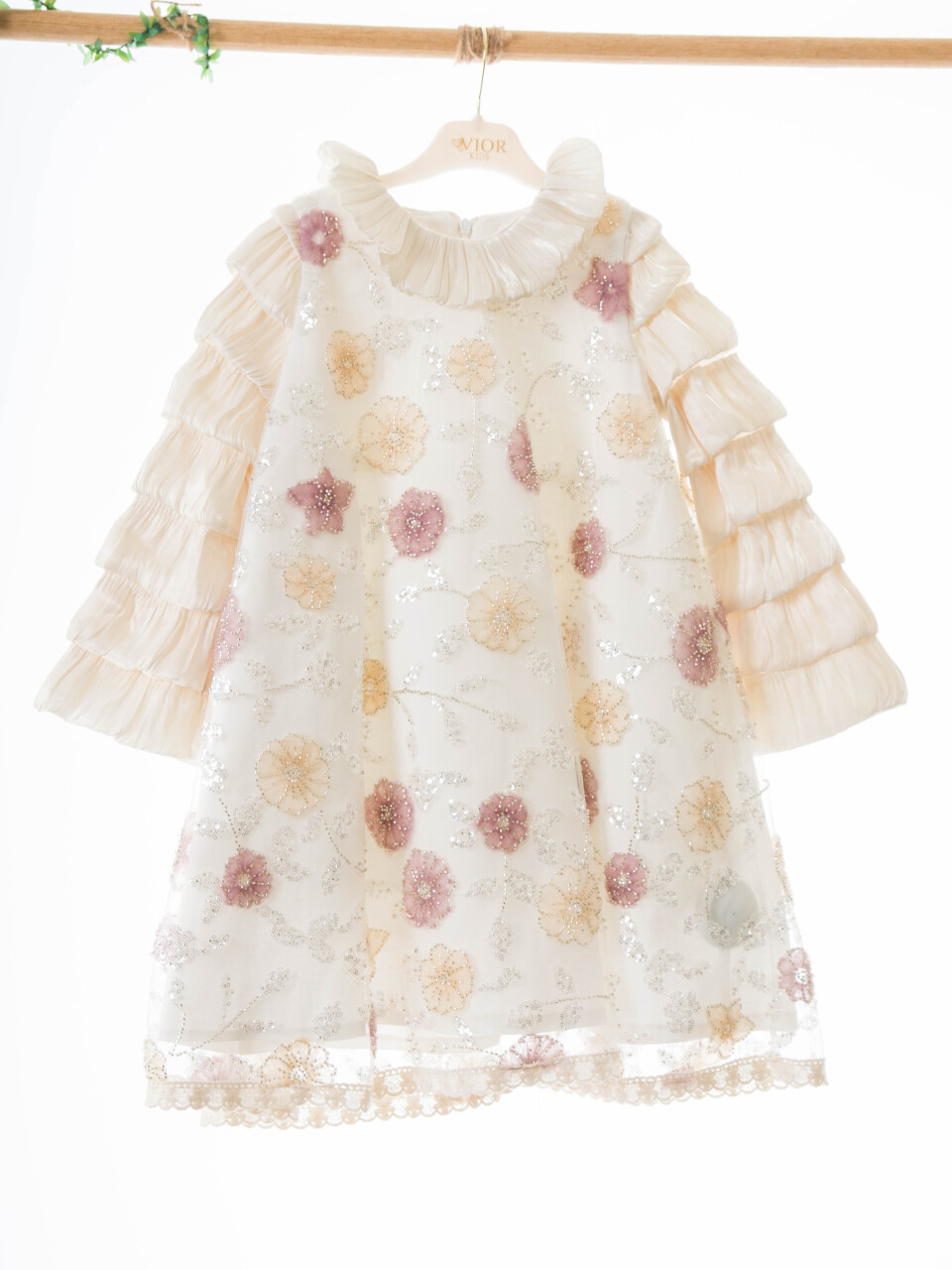 Kız Çocuk Elbise 4-8 Yaş 925 Bej - 3