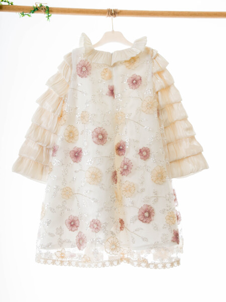 Kız Çocuk Elbise 4-8 Yaş 925 Bej - 4