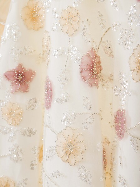 Kız Çocuk Elbise 4-8 Yaş 925 Bej - 5