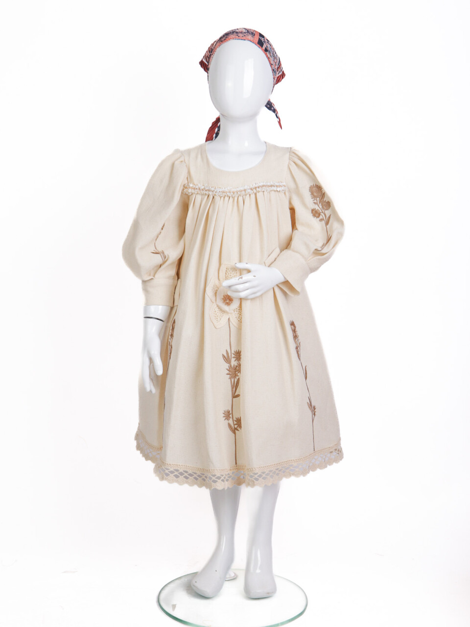 Kız Çocuk Elbise 4-8 Yaş 929 Bej - 4