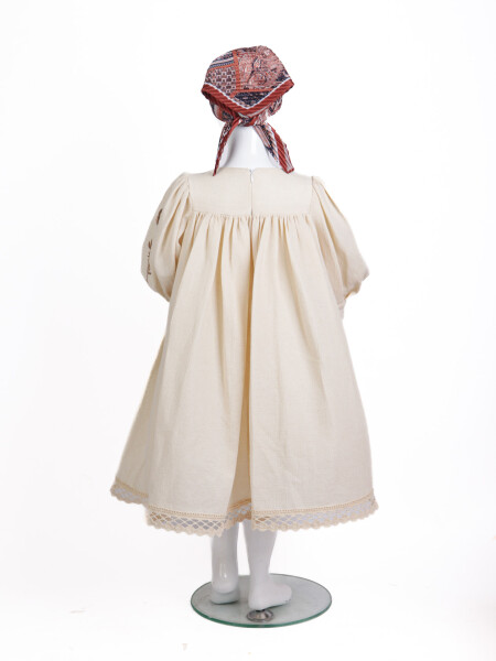 Kız Çocuk Elbise 4-8 Yaş 929 Bej - 5