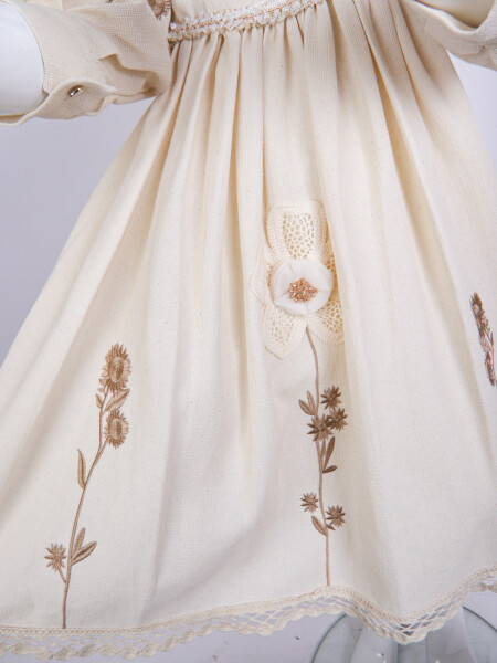 Kız Çocuk Elbise 4-8 Yaş 929 Bej - 10