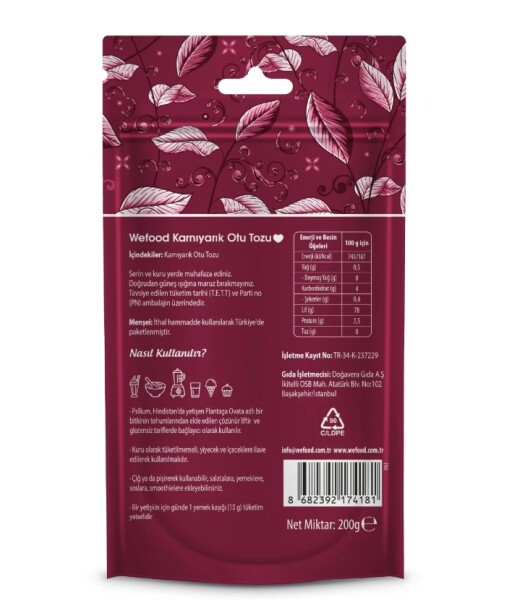 Wefood Organik Karnıyarık Otu Tozu 200 Gr - 4