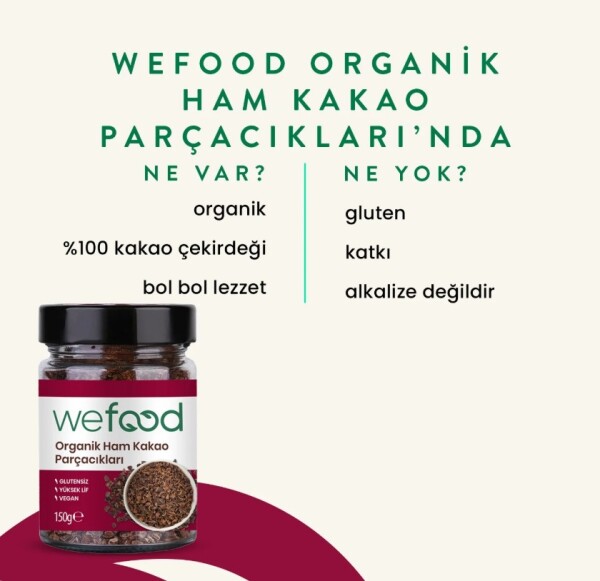 Wefood Organik Ham Kakao Parçacıkları 150 Gr - 3
